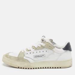 Off-White White/Grey Canvas and Suede 5.0 Low Top Sneakers Size 39