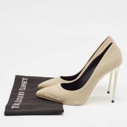 Off-White Beige/White Canvas For Walking Pumps Size 39