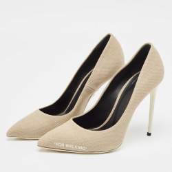 Off-White Beige/White Canvas For Walking Pumps Size 39