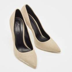 Off-White Beige/White Canvas For Walking Pumps Size 39