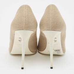 Off-White Beige/White Canvas For Walking Pumps Size 39
