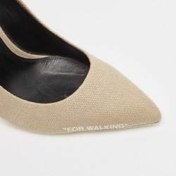 Off-White Beige/White Canvas For Walking Pumps Size 39