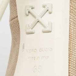 Off-White Beige/White Canvas For Walking Pumps Size 39