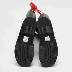 Pre Owned Off-White Black Rubber Quote-Motif Riding Boots Size 40