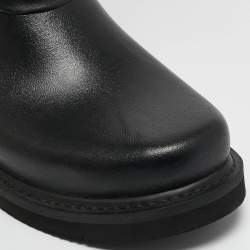 Pre Owned Off-White Black Rubber Quote-Motif Riding Boots Size 40