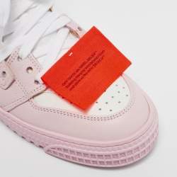 Off-White Pink/White Leather And Canvas Off Court 3.0 High Top Sneakers Size 38