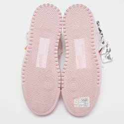 Off-White Pink/White Leather And Canvas Off Court 3.0 High Top Sneakers Size 38