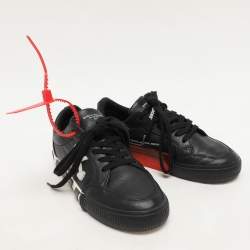 Off-White Black Leather Vulcanised Low Top Sneakers Size 37
