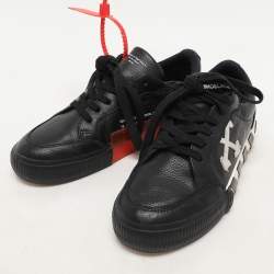 Off-White Black Leather Vulcanised Low Top Sneakers Size 37