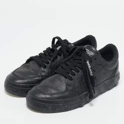 Off-White Black Leather Vulcanized Low Top Sneakers Size 40