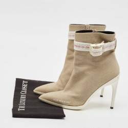 Off-White Grey Canvas Co Virgil Abloh Ankle Boots Size 38