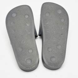 Off-White Blue Leather Logo Pool Slide Flats Size 40