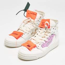 Pre Owned Off-White White Leather and Canvas 3.0 Off Court Sneakers Size 38
