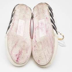 Off-White White/Pink Canvas and Suede Vulcanized Low Top Sneakers Size 37