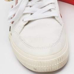Off-White White/Pink Canvas and Suede Vulcanized Low Top Sneakers Size 37
