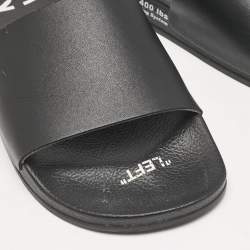 Off-White Black Leather Industrial Flat Slide Sandals Size 40