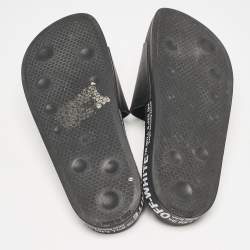 Off-White Black Leather Industrial Flat Slide Sandals Size 40