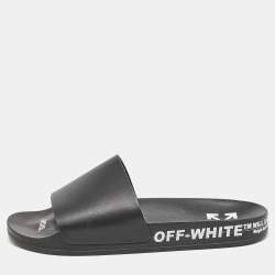 Off-White Black Leather Industrial Flat Slide Sandals Size 40