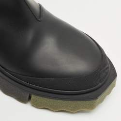 Off-White Black Leather and Elastic Rain Boots Size 38