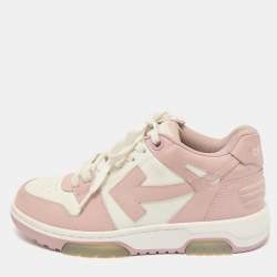 Off-White White/Pink Leather HG Runner Low Top Sneakers Size 37