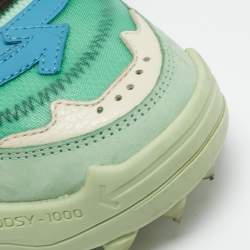 Off-White Green Leather and Mesh Odsy 1000 Lace Up Sneakers Size 39