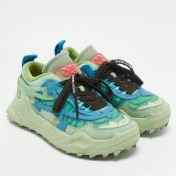 Off-White Green Leather and Mesh Odsy 1000 Lace Up Sneakers Size 39