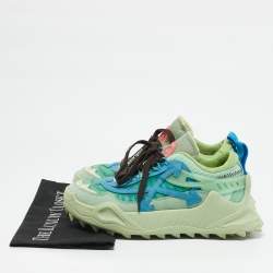 Off-White Green Leather and Mesh Odsy 1000 Lace Up Sneakers Size 39