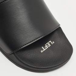 Off-White Black Rubber and Leather Industrial Belt Slingback Slide Sandals Size 39
