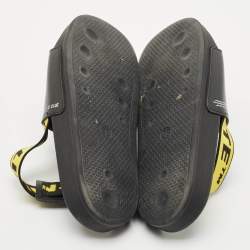Off-White Black Rubber and Leather Industrial Belt Slingback Slide Sandals Size 39