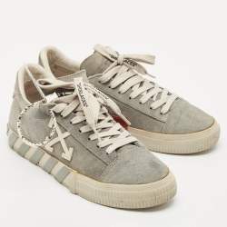 Off-White Grey Suede Vulcanized Low Top Sneakers Size 40