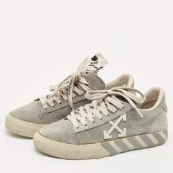 Off-White Grey Suede Vulcanized Low Top Sneakers Size 40