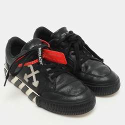 Off-White Black Leather Vulcanized Low Top Sneakers Size 37