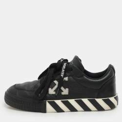 Off-White Black Leather Vulcanized Low Top Sneakers Size 37