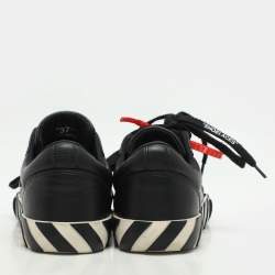 Off-White Black Leather Vulcanized Low Top Sneakers Size 37