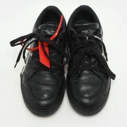 Off-White Black Leather Vulcanized Low Top Sneakers Size 37