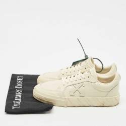 Off-White Grey Leather Vulcanised Lace Up Sneakers Size 38