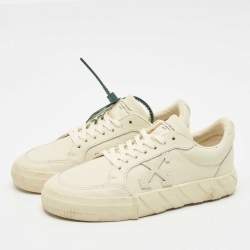 Off-White Grey Leather Vulcanised Lace Up Sneakers Size 38