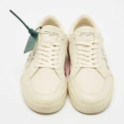 Off-White Grey Leather Vulcanised Lace Up Sneakers Size 38