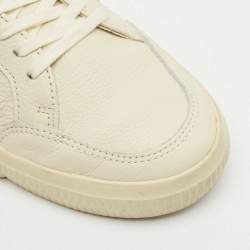 Off-White Grey Leather Vulcanised Lace Up Sneakers Size 38