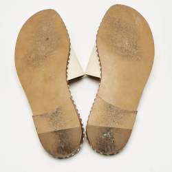 Off-White Cream Leather Twist Arrow Flat Slides Size 38