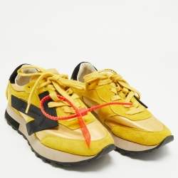 Pre Owned Off-White Yellow Fabric and Suede HG Runner Sneakers Size 37