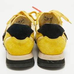 Pre Owned Off-White Yellow Fabric and Suede HG Runner Sneakers Size 37