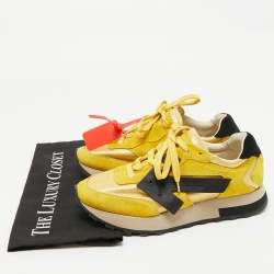 Pre Owned Off-White Yellow Fabric and Suede HG Runner Sneakers Size 37