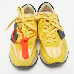 Pre Owned Off-White Yellow Fabric and Suede HG Runner Sneakers Size 37