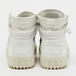 Pre Owned Off-White White Leather and Canvas 3.0 Off Court High Top Sneakers Size 37