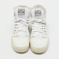 Pre Owned Off-White White Leather and Canvas 3.0 Off Court High Top Sneakers Size 37