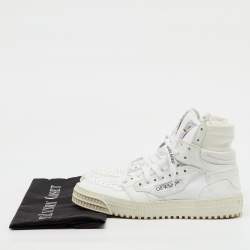 Pre Owned Off-White White Leather and Canvas 3.0 Off Court High Top Sneakers Size 37