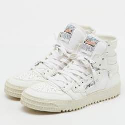 Pre Owned Off-White White Leather and Canvas 3.0 Off Court High Top Sneakers Size 37