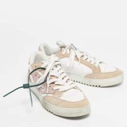 Pre Owned Off-White Multicolor Leather and Suede Off Court Lace Up Sneakers Size 38