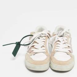 Pre Owned Off-White Multicolor Leather and Suede Off Court Lace Up Sneakers Size 38